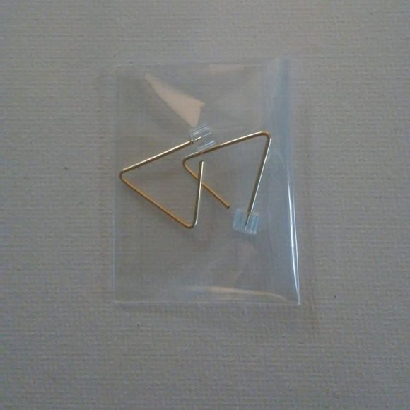 Triangle Gold Small Hoop Earrings - Picture 3 of 3